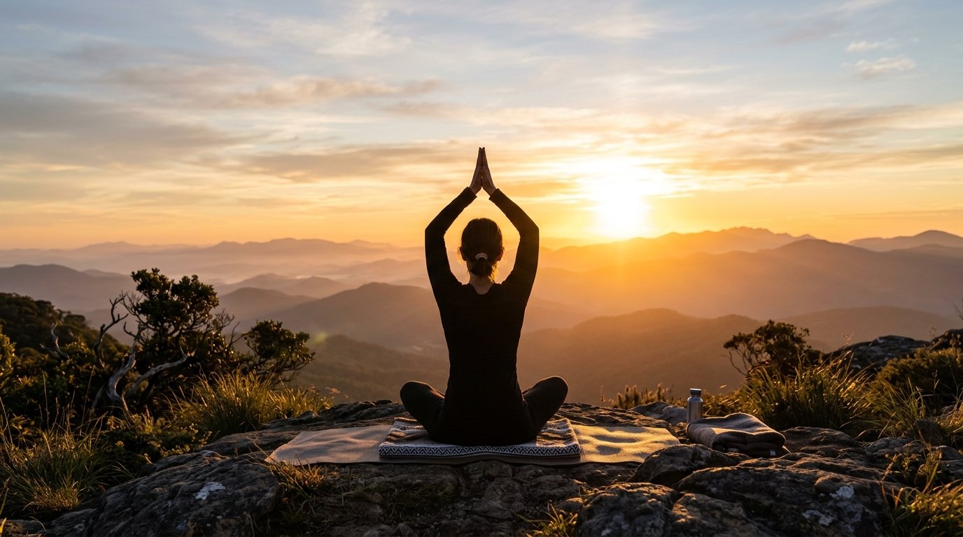 Morning yoga and meditation session in Tiruvannamalai